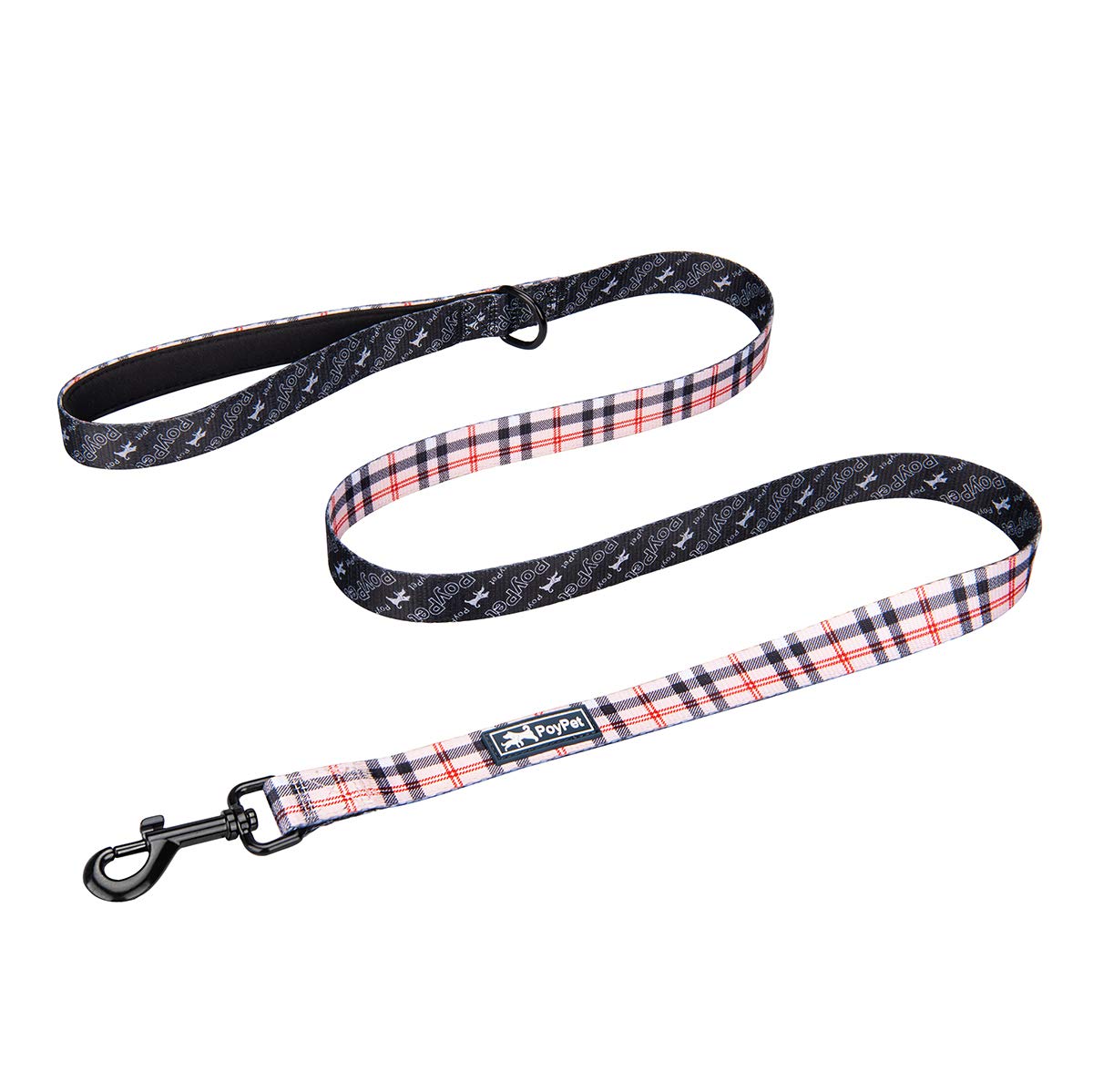 PoyPet 5FT Heavy Duty Dog Leash with Comfortable Padded Handle - Durable Nylon Lead for Small, Medium & Large Dogs (Checkered Beige) | Perfect for Walking, Training & Outdoor Adventures