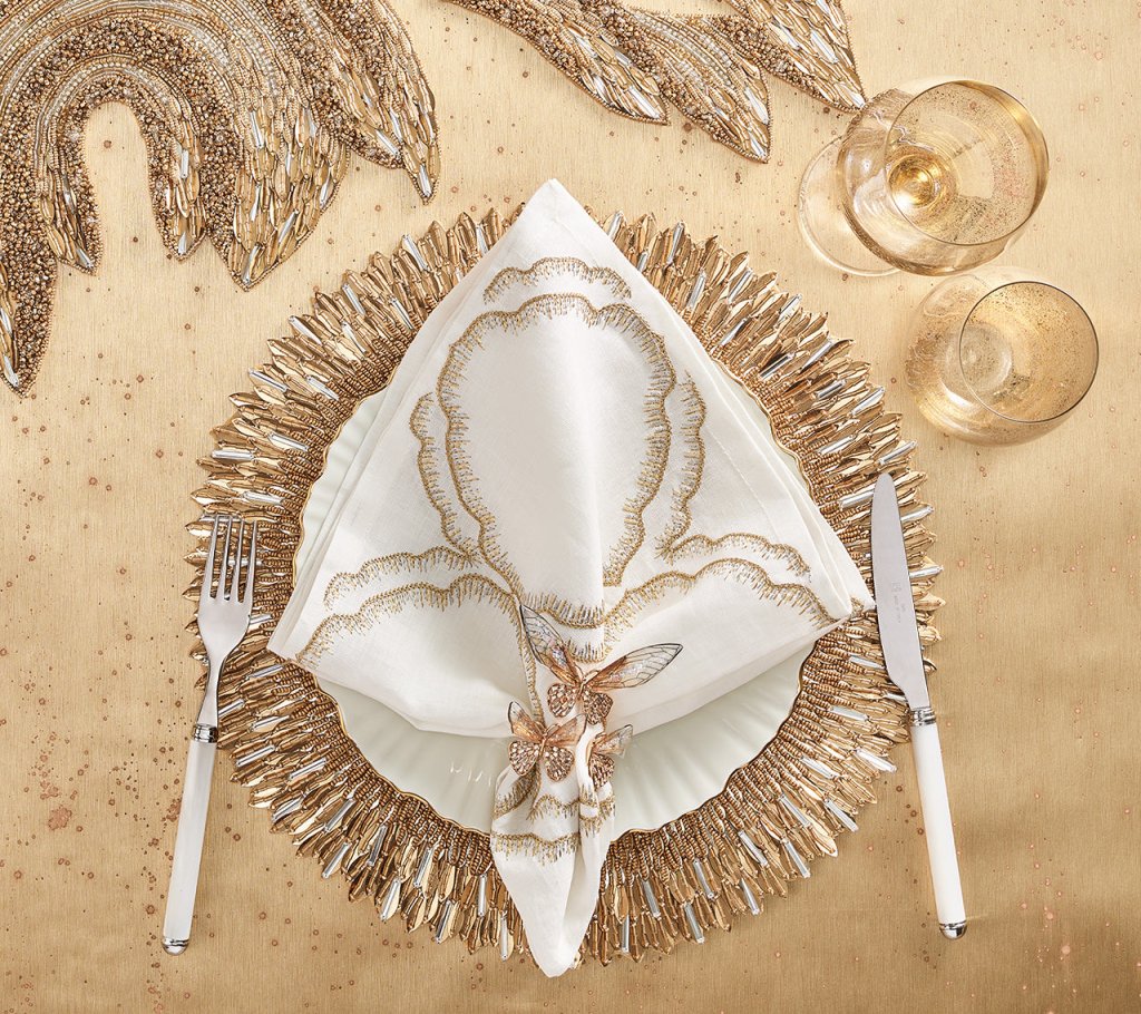 Luxury Gold & Crystal Ray Placemat Set of 2 - Elegant Table Decor for Dining, Parties & Home Decor