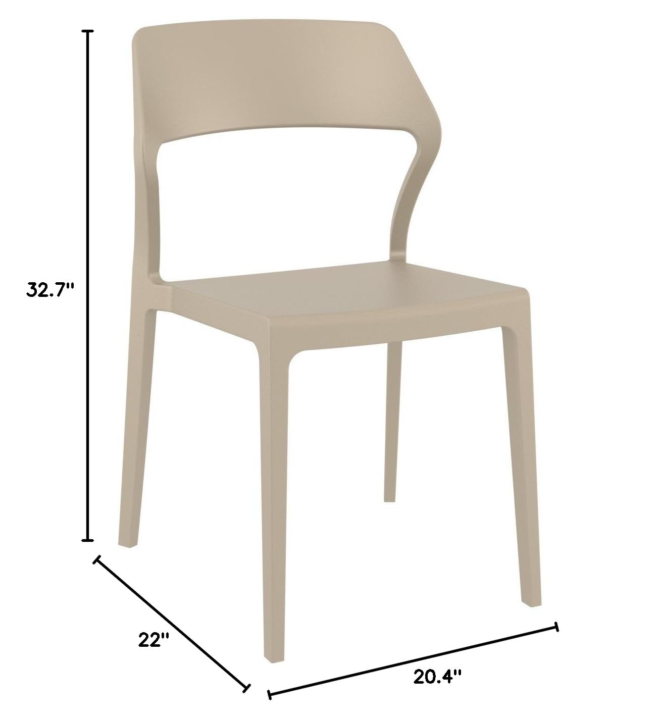 Taupe Snow Patio Dining Chairs (Set of 2) - Weather-Resistant Outdoor Furniture for Garden, Deck, and Poolside Relaxation