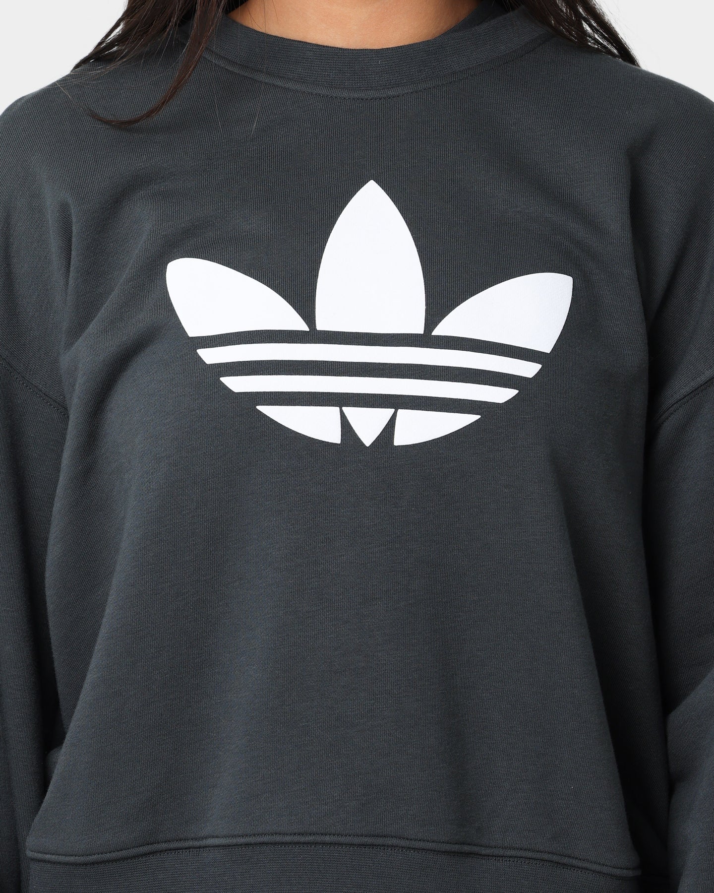 Adidas Women's Crewneck Sweatshirt - Carbon Heather Casual Pullover for Gym, Running & Everyday Wear