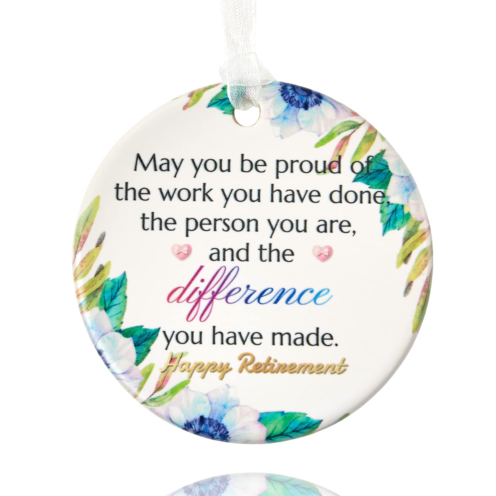 2025 Retirement Gifts for Women - Ceramic Happy Retirement Ornament (2.9