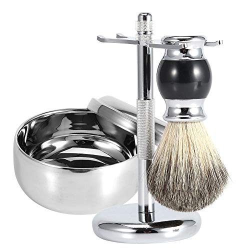 Men's Stainless Steel Shaving Set - Beard Care & Grooming Kit with Stand | Perfect for Home & Travel