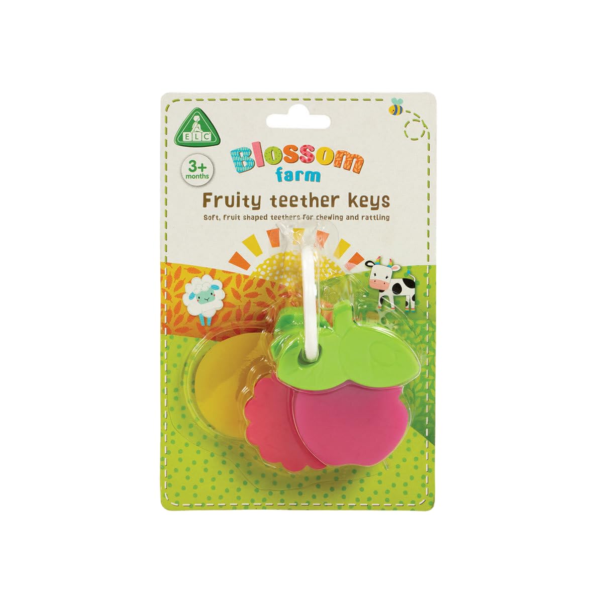 Early Learning Baby Teether Toy - BPA-Free Rubber Fruit Keys for Infants & Toddlers, Colorful Chewable Sensory Toy for Teething Relief | Perfect for Soothing Sore Gums, Car Seat & Stroller Entertainment