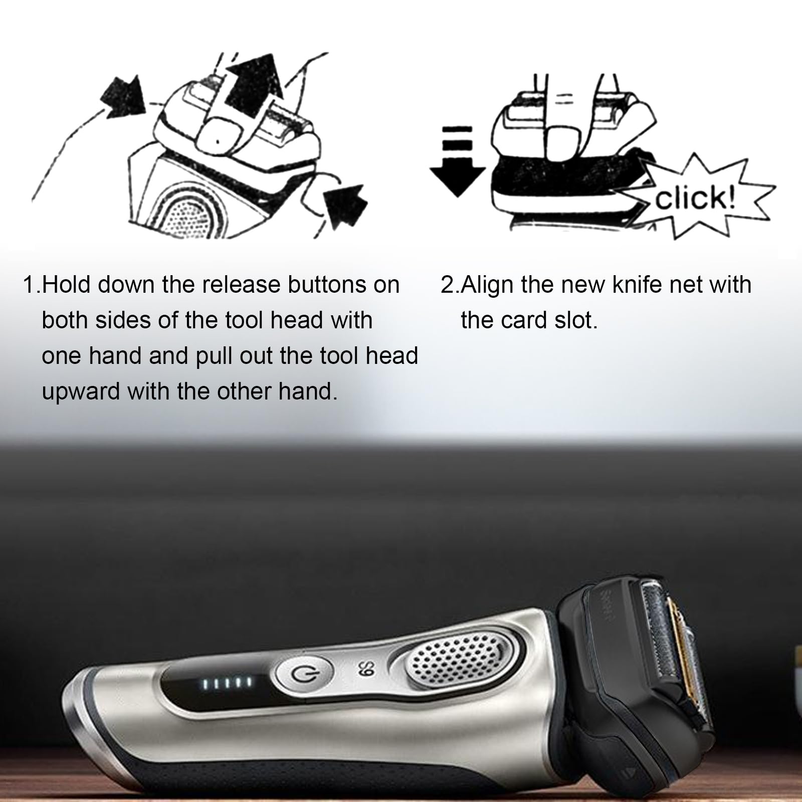 2 Pack Braun Series 9 Pro & Series 9 Replacement Shaver Heads - 92B Electric Razor Blades Accessories (Black) for Smooth Shaving at Home or Travel