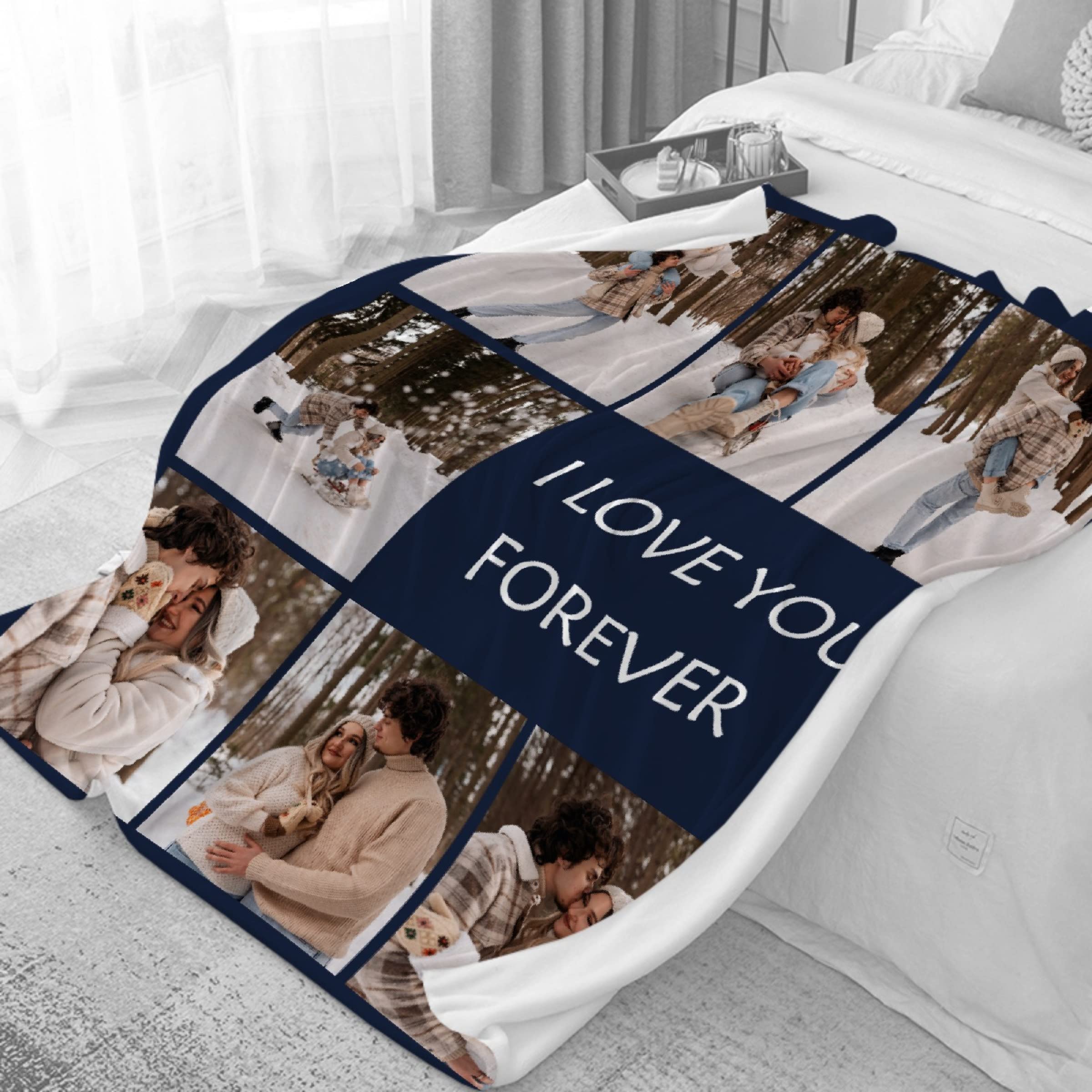 Personalized Fleece Blanket with Name & Photo - Custom Valentine's Gift for Couples, Kids & Family - 120