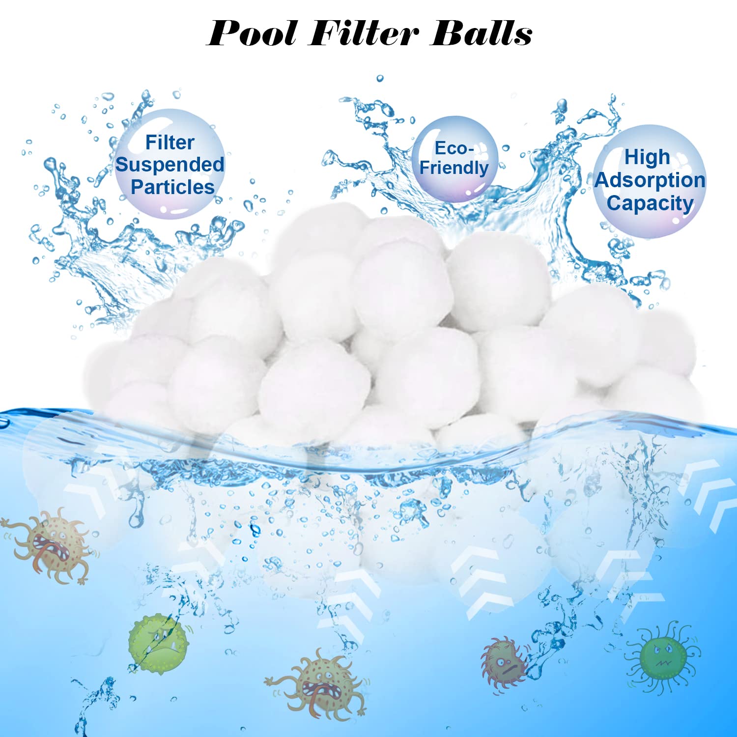 Eco-Friendly 700g Pool Filter Balls - Lightweight Fiber Filter Media for Swimming Pools | Sand Filter Alternative | Perfect for Above Ground & Inground Pool Cleaning Systems | Improves Water Clarity & Reduces Maintenance