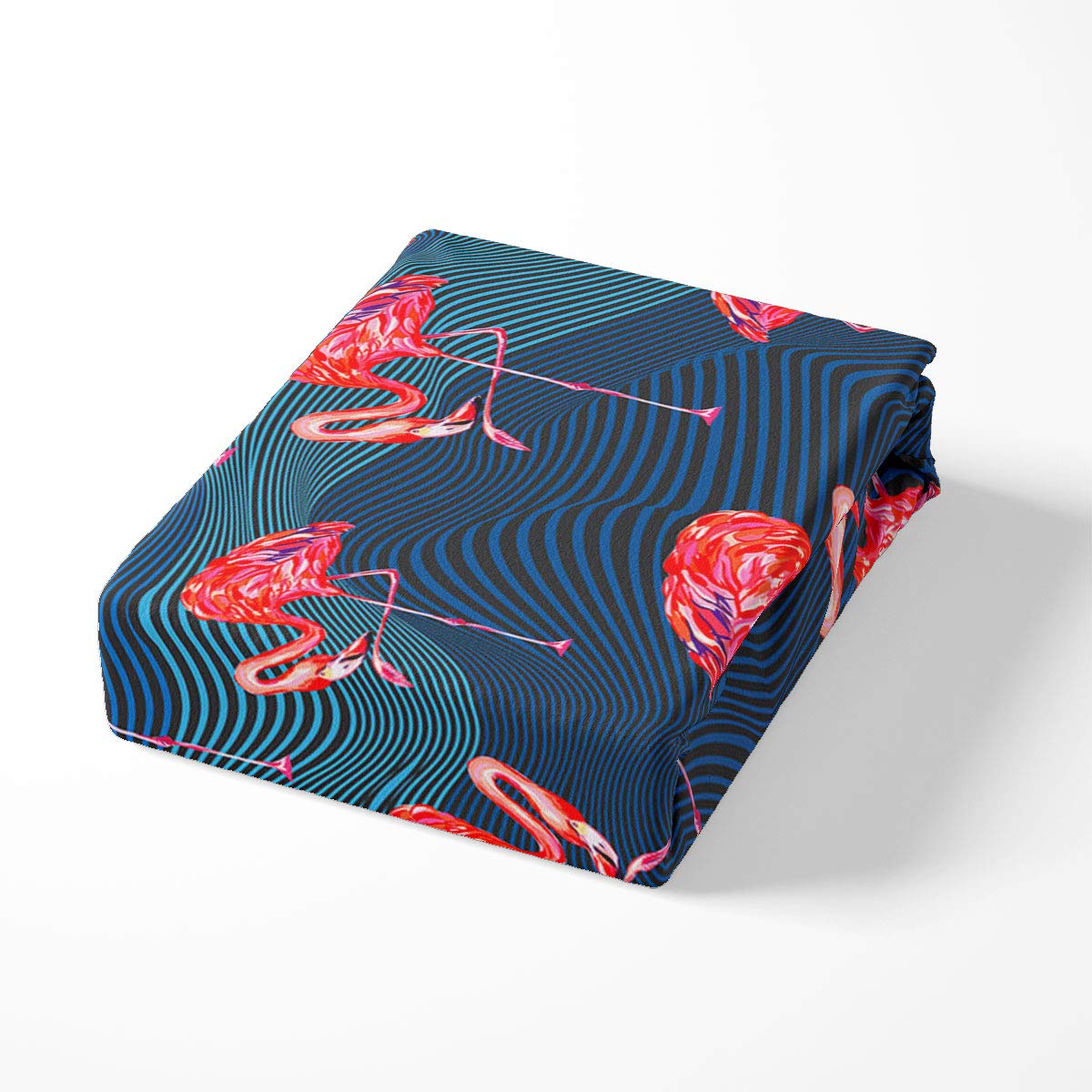 Erosebridal Flamingo Print Blue Striped Twin Duvet Cover Set - Soft Microfiber Comforter Cover with Pillowcase for Kids & Teens Boys Girls Bedroom Decor | Perfect for Nursery, Dorm Room or Coastal Themed Bedding