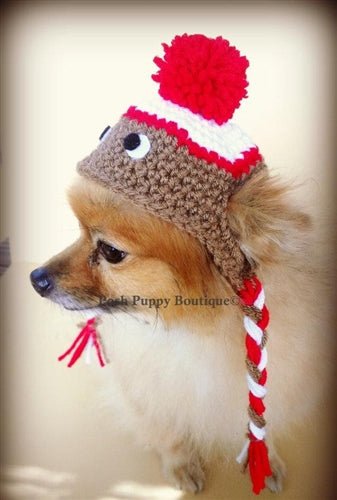 Crochet Sock Monkey Beanie Hat for Women & Men - Soft Yarn Winter Knit Cap with Floppy Ears - Multiple Colors (Black, Grey, Pink, Blue) - Perfect for Christmas Gifts, Winter Fashion & Outdoor Activities