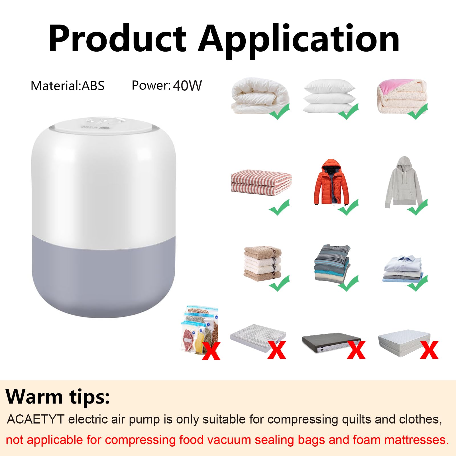 Electric Air Pump for Vacuum Storage Bags - Portable Space Saver Pump for Clothes, Quilts & Compression Bags | Compact & Powerful for Travel, Home Storage & Moving (Storage Bags Not Included)