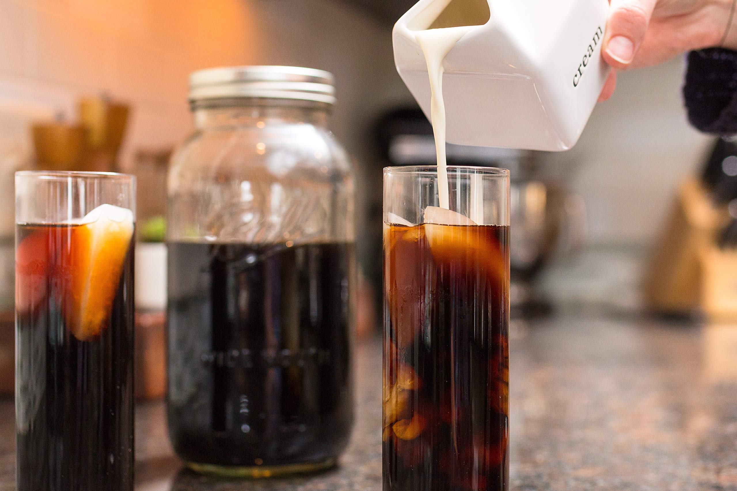 Premium Cold Brew Coffee Maker Kit - Half Gallon Mason Jar, Stainless Steel Filter, Ceramic Burr Grinder | Organic Whole Bean Coffee & Recipe Book | Perfect for Home, Office & Camping Brewing