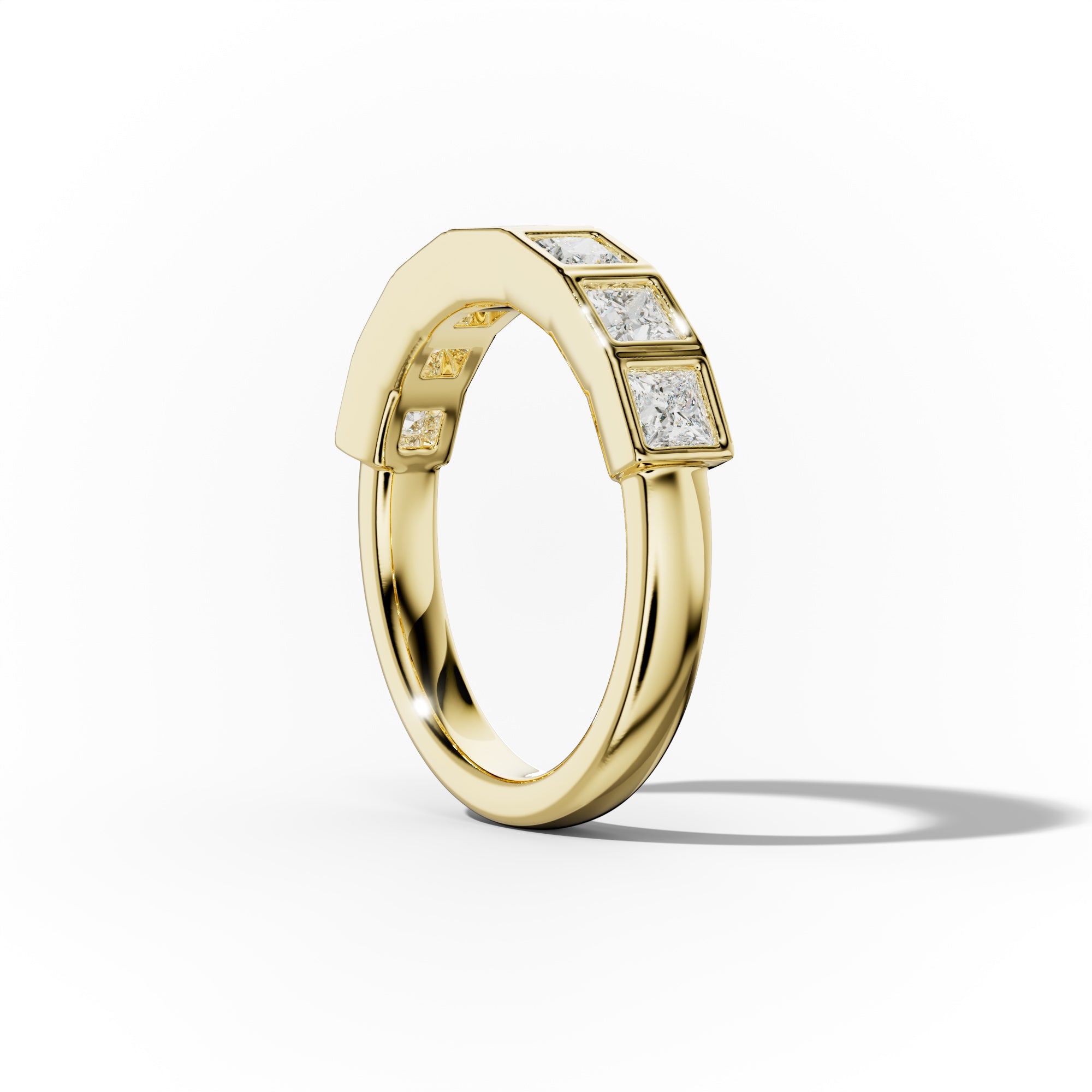 1.0 Carat Bezel Set Princess Cut Diamond Half Eternity Band - Elegant Wedding Ring for Women, Perfect for Anniversary, Engagement & Special Occasions