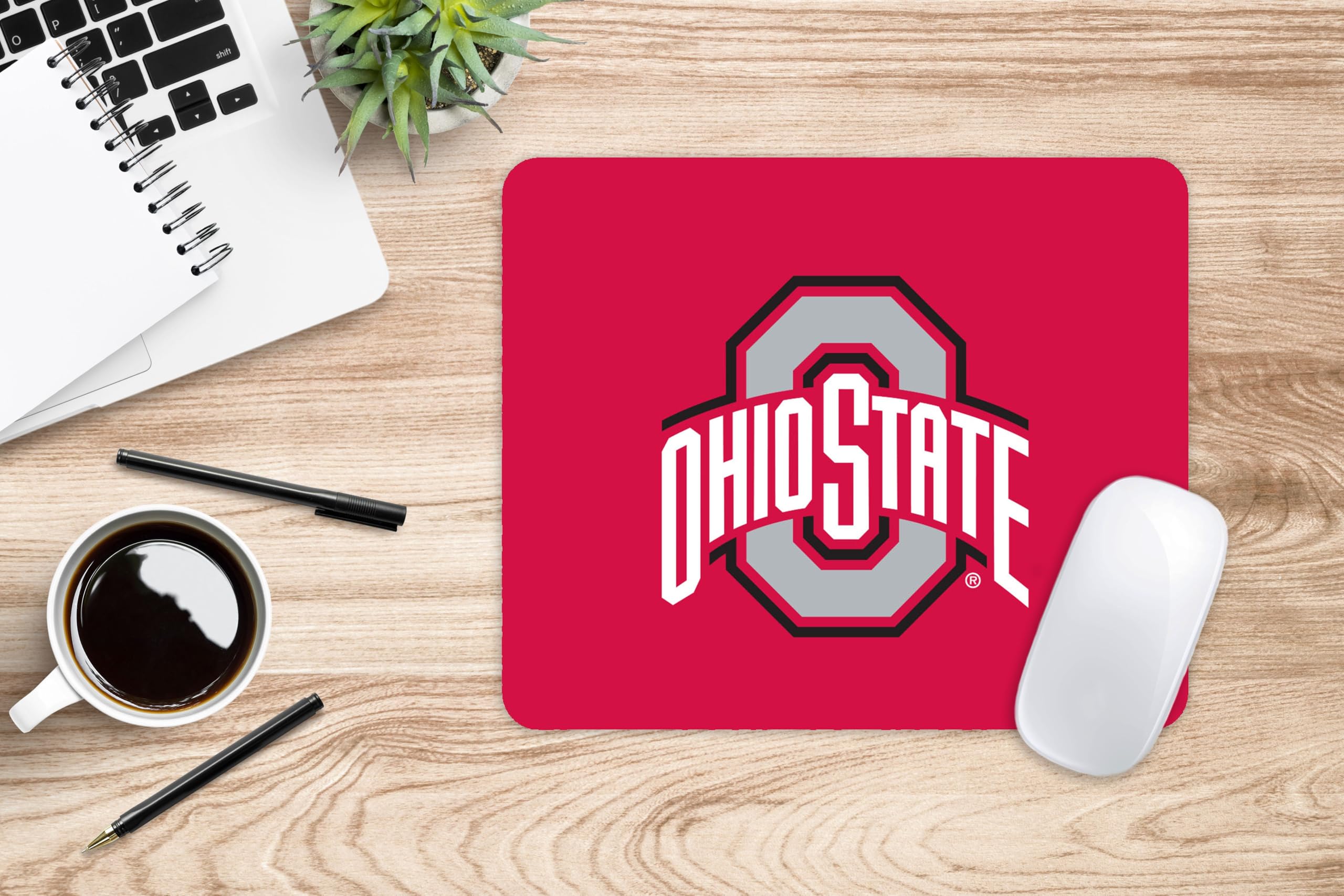 Ohio State University Mouse Pad - Non-Slip Fabric Gaming & Office Desk Mat with Floral Pink Design - Perfect for Work, Gaming & Home Office Setup