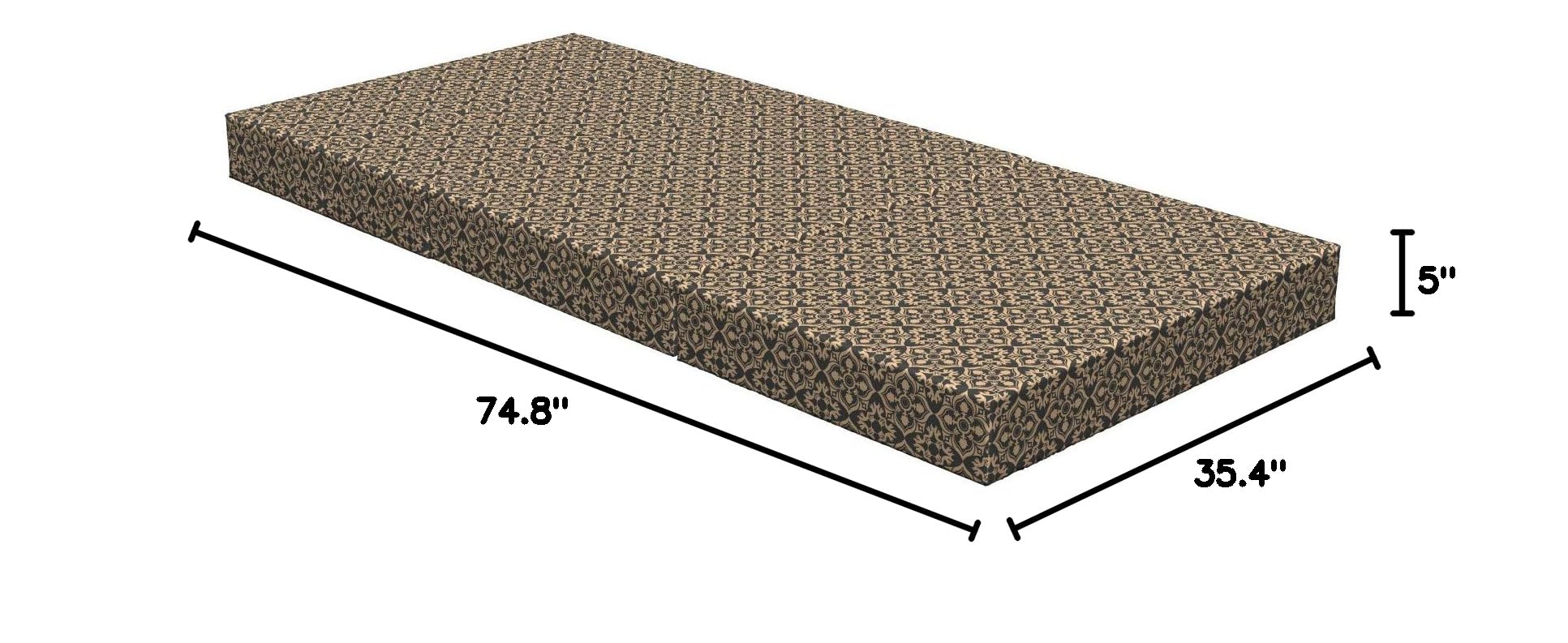 Ambesonne Classical Foldable Mattress - Damask Inspired Swirl Design, 74.8