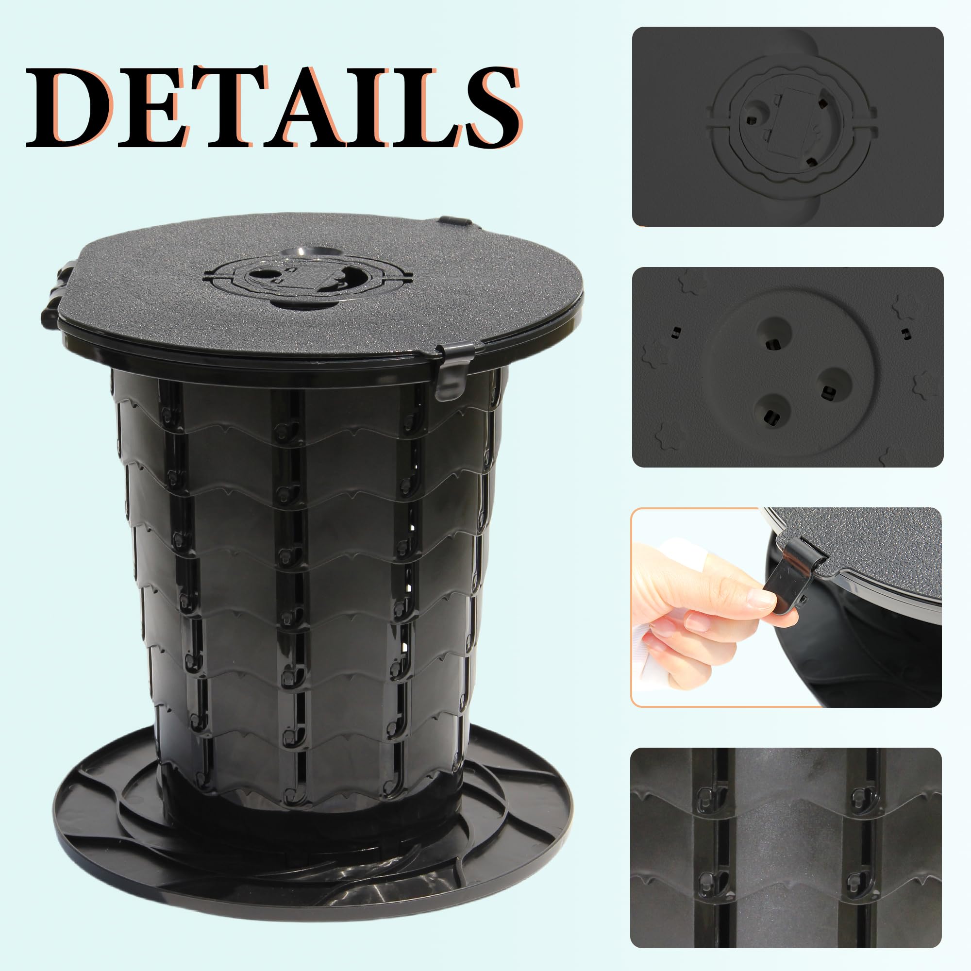 ALEVMOOM Portable Toilet for Adults - Lightweight Folding Camping Toilet with 6 Waste Bags (2.8 lbs) - Adjustable Height Travel Potty for Outdoor, RV, Boat, Beach & Road Trips - Perfect for Camping, Hiking, Emergency & Outdoor Adventures