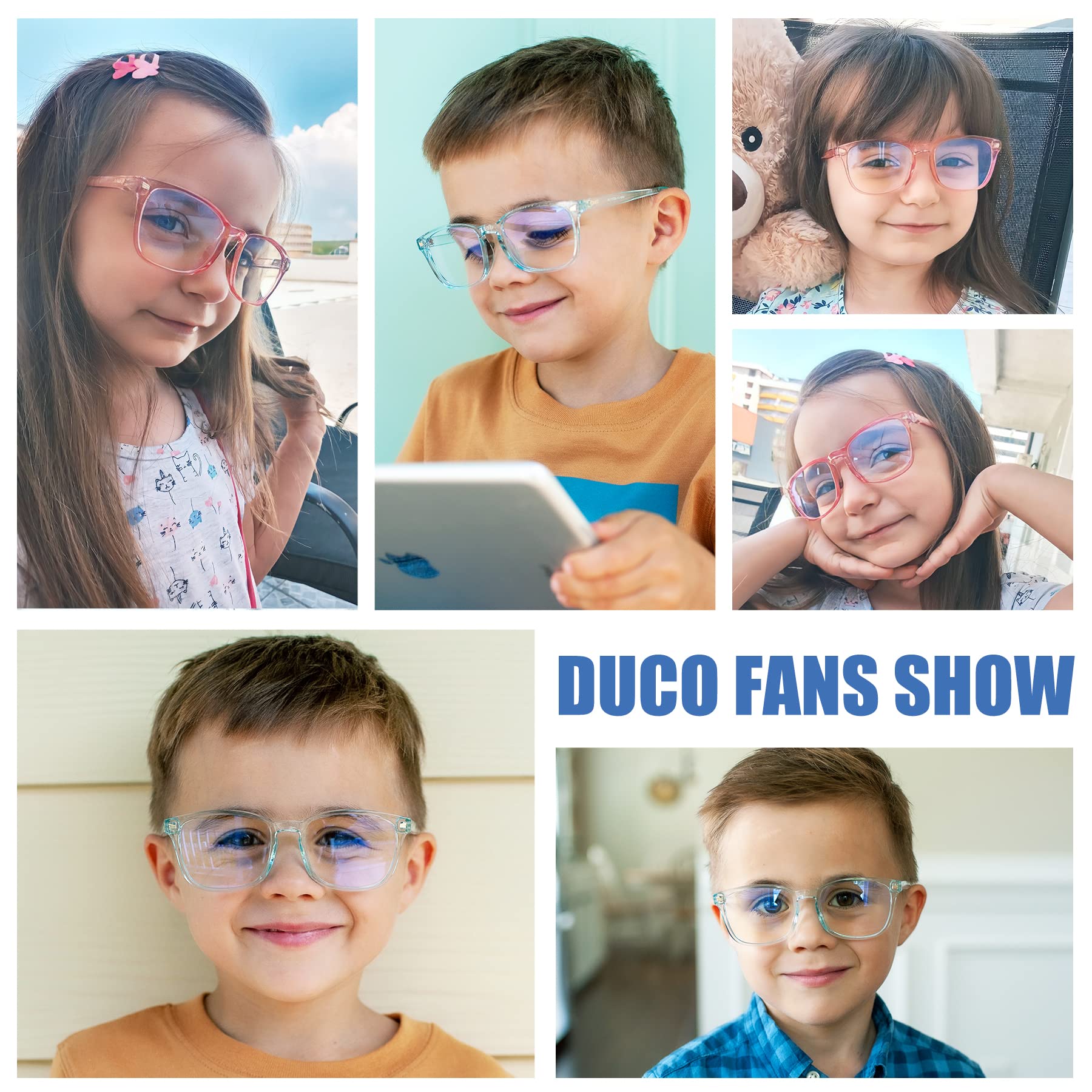 DUCO Kids Blue Light Blocking Glasses for Girls & Boys Age 6-10 - Anti UV, Computer & Gaming Eyewear with Stylish Frame (Model K028) - Perfect for Online Classes, Video Games & Screen Time Protection