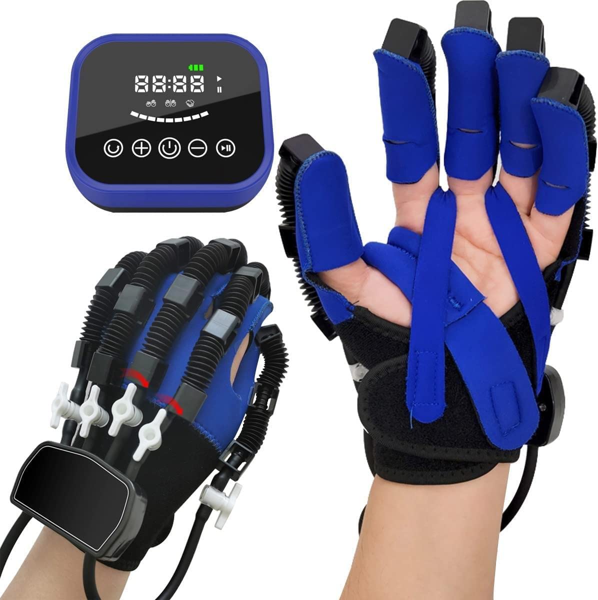 Self-Training Rehabilitation Robot Gloves for Hand Function Recovery - Adjustable LCD Touch Screen, Timing & Training Intensity - Finger Rehab Orthotics by Fire Wolf - Ideal for Stroke Recovery, Arthritis Therapy & Post-Surgery Rehabilitation