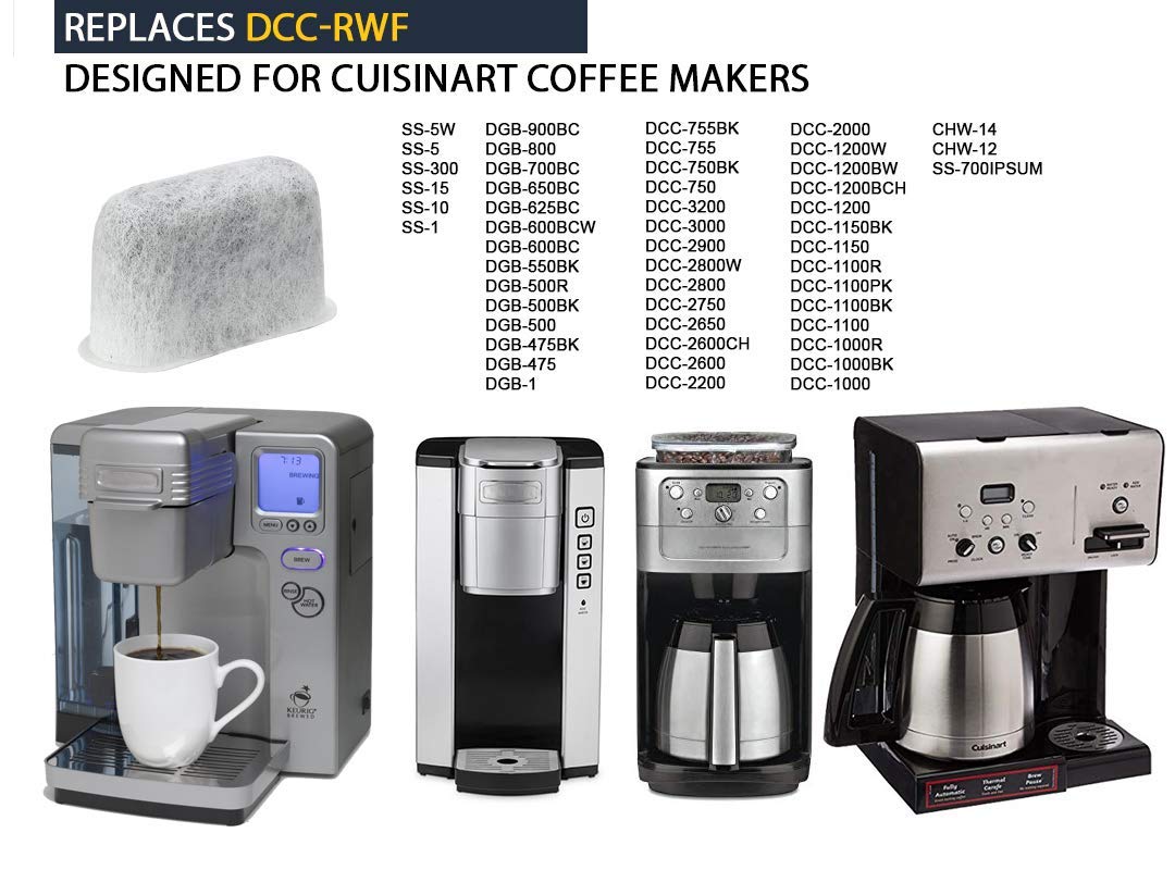 Premium GoldTone 8-12 Cup Coffee Filter & 12-Pack Charcoal Water Filters - Compatible with Cuisinart Coffee Makers (Replaces Cuisinart No.4 Cone Filter & Water Filter) - Perfect for Home Brewing, Office Use & Camping Trips