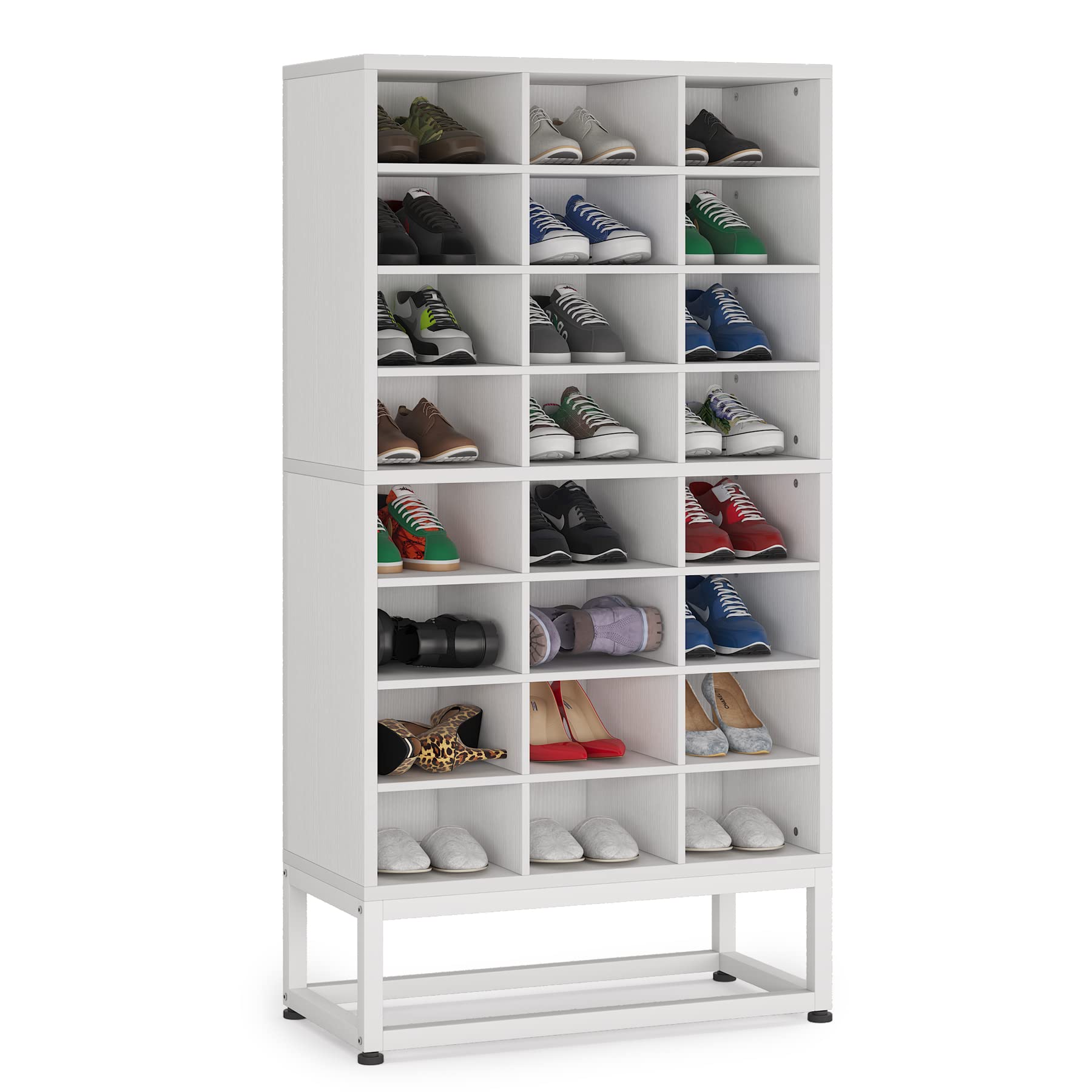 Tribesigns 55-Inch 8-Tier Shoe Storage Cabinet - Freestanding Closet Organizer with Movable Partitions for 24 Pairs of Shoes - White Shoe Rack for Hallway, Bedroom, Entryway & Closet Organization - Perfect for Small Spaces & Shoe Lovers