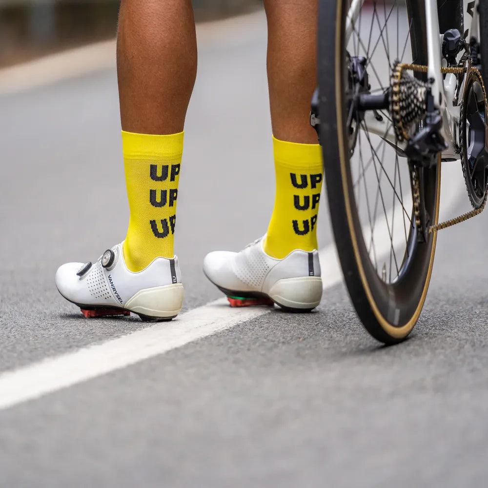 High-Performance Yellow Cycling Socks for Men & Women - Breathable Moisture-Wicking Sports Socks for Road Biking, Mountain Biking & Indoor Cycling Workouts