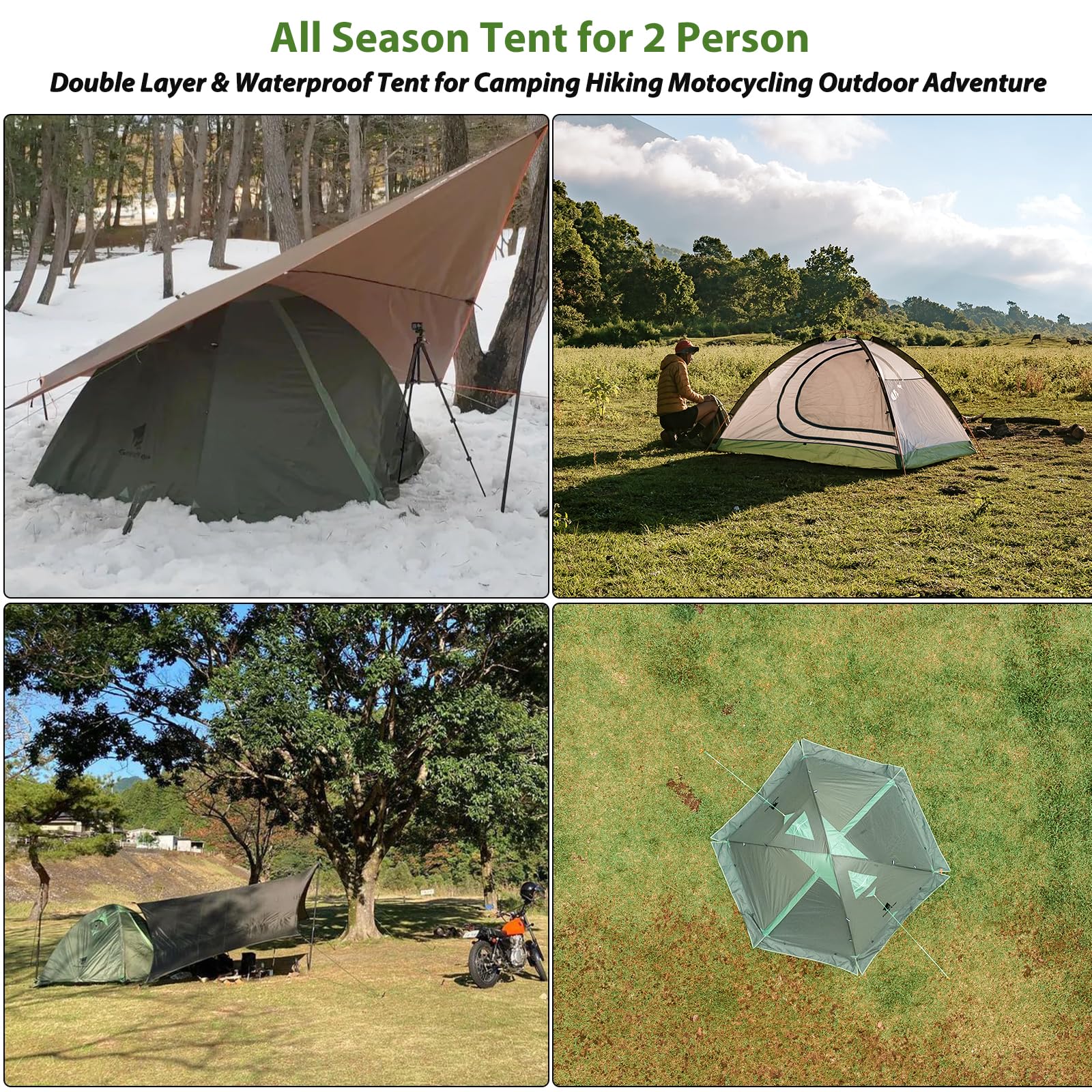 GEERTOP Ultralight 2-Person Backpacking Tent - 4 Season Waterproof Camping Tent with Double Layer for Cold Weather - Easy Setup for Family Camping, Hiking, Hunting & Mountaineering - Perfect for Outdoor Adventures & Travel