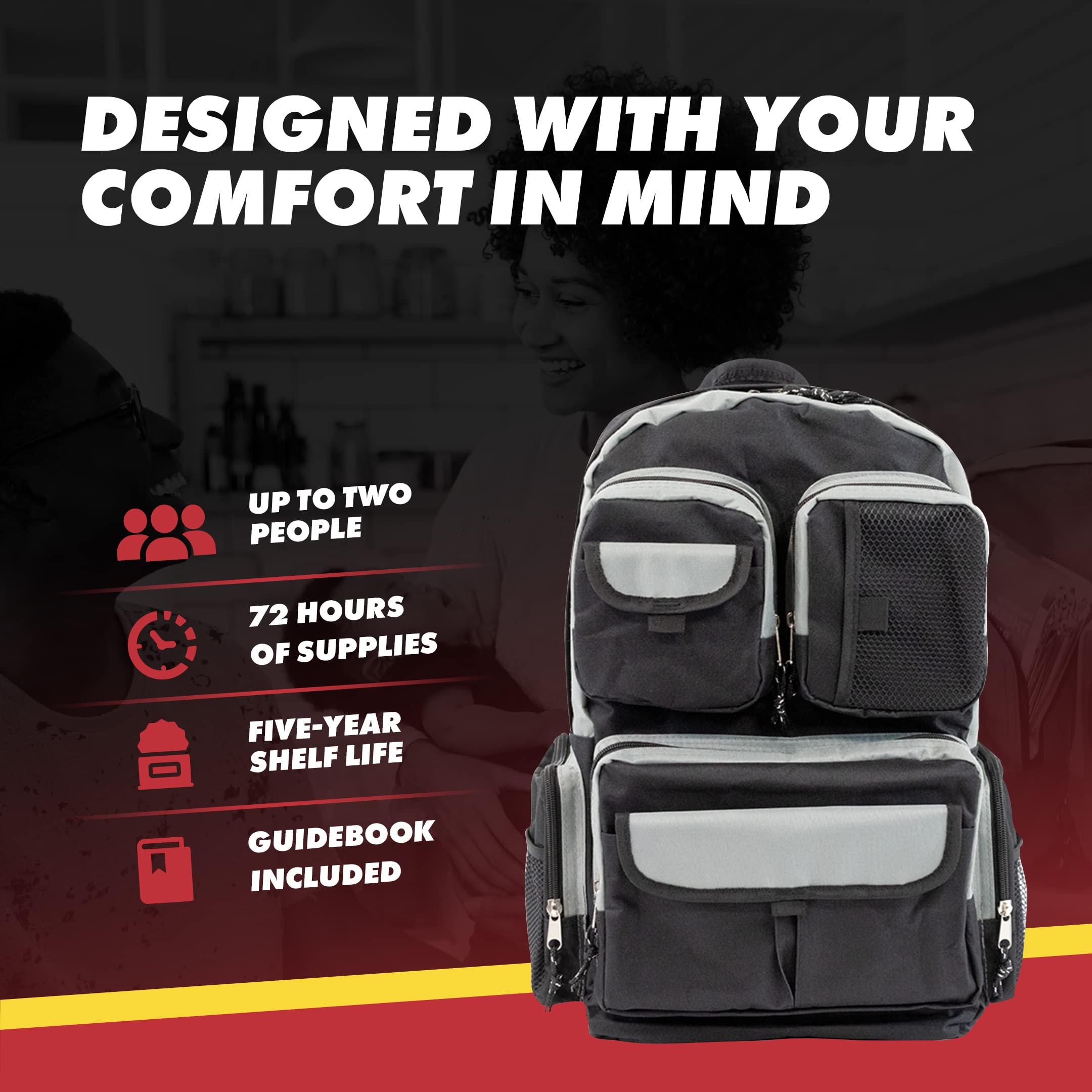 Urban Survival Bug-Out Bag & Emergency Preparedness Kit for 6 People | Disaster Supplies for Wildfires, Hurricanes, Civil Unrest | Perfect for Home Safety, Outdoor Adventures & Emergency Evacuation