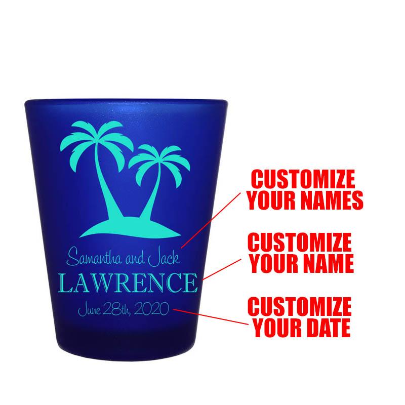 Customizable Blue Frosted Shot Glass - 1.5 Ounce (45ml) Personalized Party Cups for Wedding, Birthday & Bachelorette - Perfect for Cocktails, Liquor & Tequila Shots