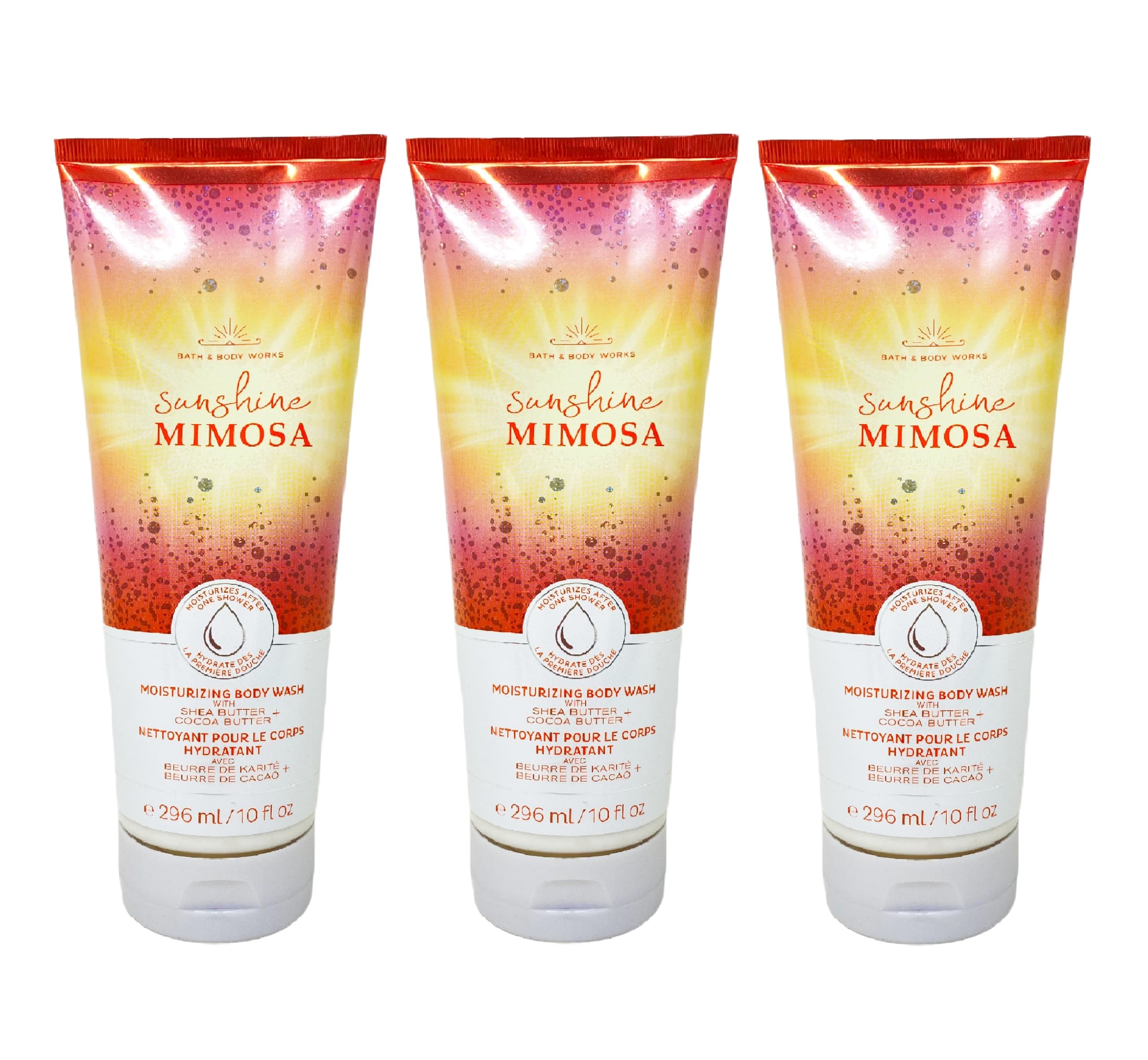 Sunshine Mimosa Moisturizing Body Wash 3-Pack (10 fl oz / 296 mL Each) - Hydrating Shower Gel for Dry Skin | Perfect for Morning Showers & Spa Days