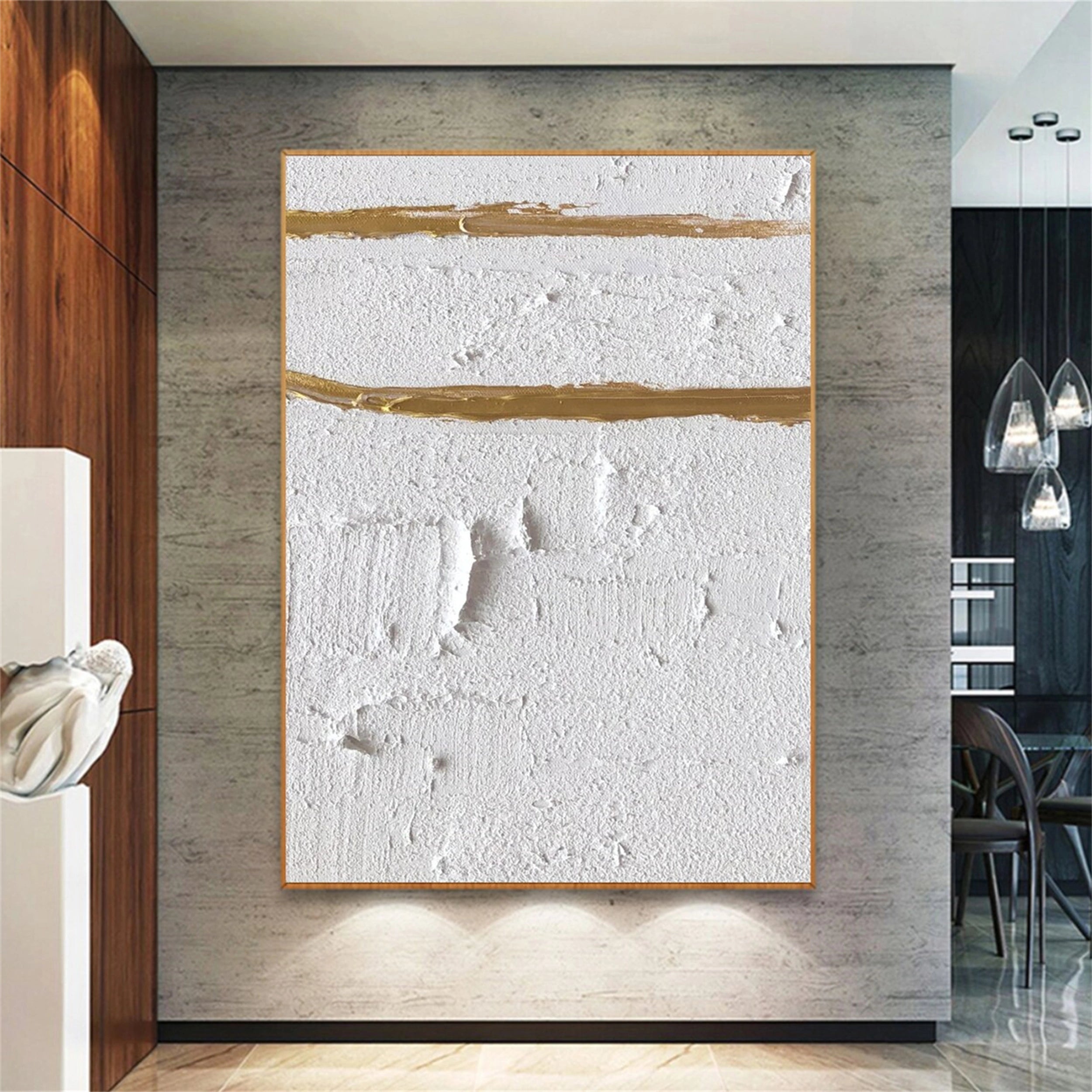 White Minimalist Textured Painting Canvas - Premium Abstract Wall Art for Modern Home Decor | Perfect for Living Room, Bedroom & Office | #MM140