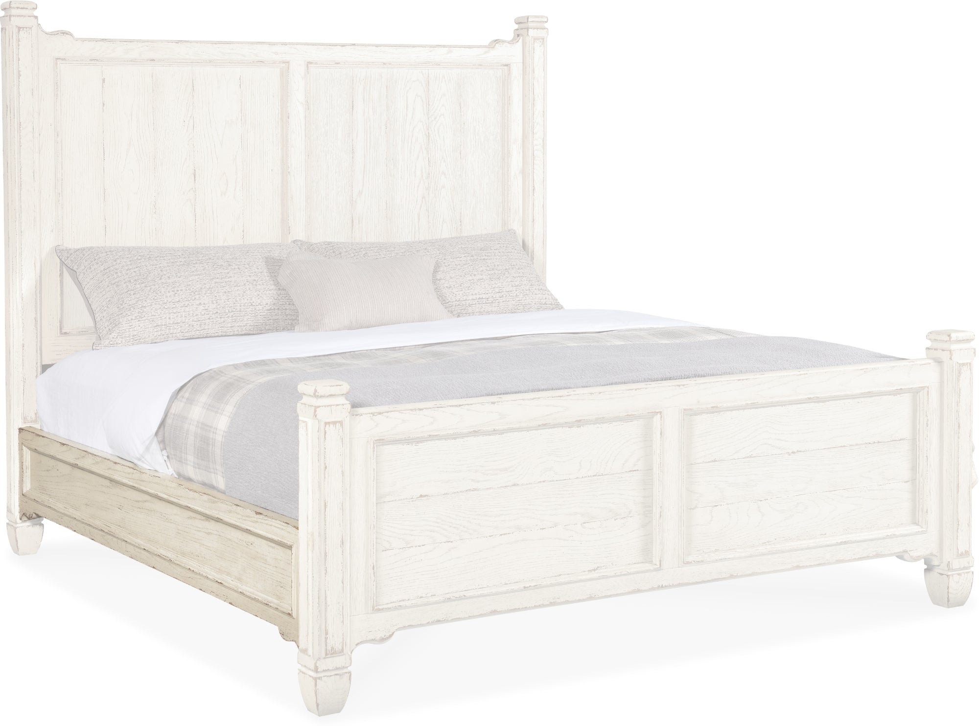 Americana Queen Panel Bed - White, Cream, Beige Upholstered Headboard - Elegant Bedroom Furniture for Master Suite & Guest Room Decor