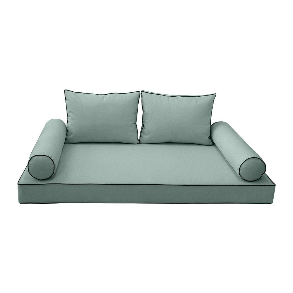 Prolinemax Outdoor Style 1 Twin-XL Daybed Mattress Cover with Contrast Trim - Fitted Bolster Pillow Case Sheet AD002 | Perfect for Patio Furniture, Sunroom Decor & Guest Bedding