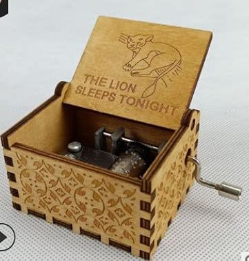 Hand Crank Wooden Music Box - The Lion Sleeps Tonight Melody - Unique Musical Gift for Birthdays & Anniversaries - Perfect for Home Decor & Relaxation