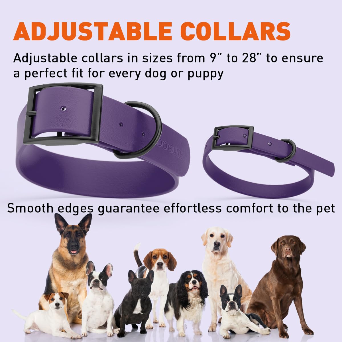 Premium Waterproof Biothane Dog Collar - Heavy Duty Coated Nylon Webbing with Black Hardware | Odor-Resistant, Easy to Clean & Low Maintenance | Perfect for Small, Medium & Large Dogs | Violet Purple | Ideal for Swimming, Hiking & Outdoor Adventures