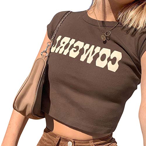 Women's Cute Graphic Printed Crop Top - Summer Fashion Short Sleeve Tee Shirt - Y2K Aesthetic E-Girl Style | Perfect for Music Festivals, Beach Outings & Streetwear Looks
