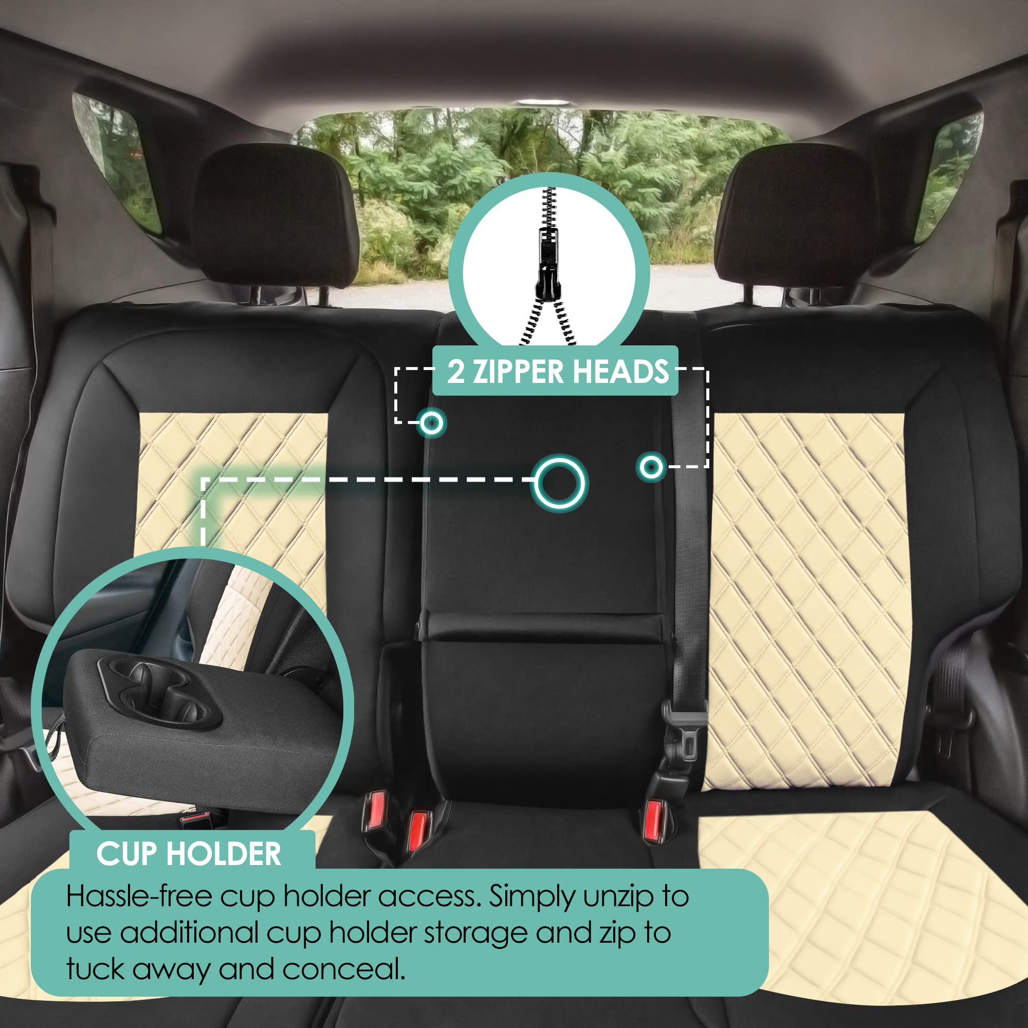 Custom Fit Neoprene Seat Covers for Chevy Equinox 2018-2021 - Waterproof Beige Full Set Car Seat Protectors | Durable Automotive Interior Accessories for Road Trips & Daily Commute