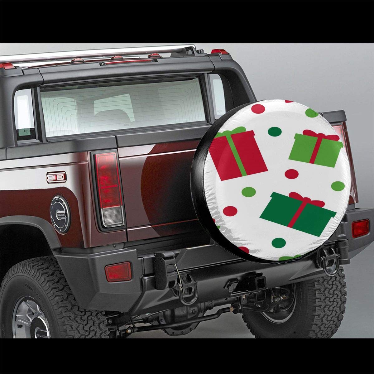 Moslion Waterproof Spare Tire Cover for Trucks & Cars - 14 Inch Wheel Protector with Gift Box (Red, Green, White) | Durable Ribbon Design for Outdoor Adventures & Road Trips