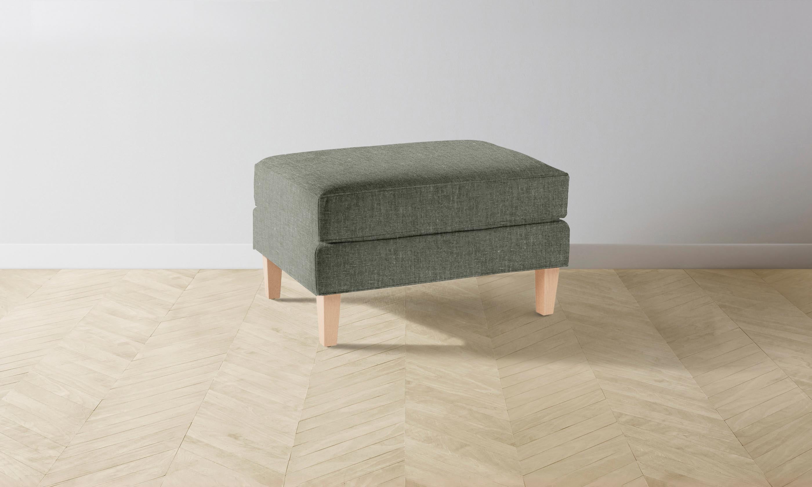 The Crosby Ottoman - Heritage Belgian Linen Upholstered Storage Bench in Thyme | Modern Living Room, Bedroom & Entryway Furniture with Hidden Storage Compartment