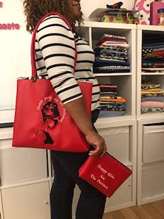 Audrey Hepburn Inspired Tote Bag - Stylish Cosmetic Bag for Women (Red) | Perfect for Travel, Work & Everyday Use