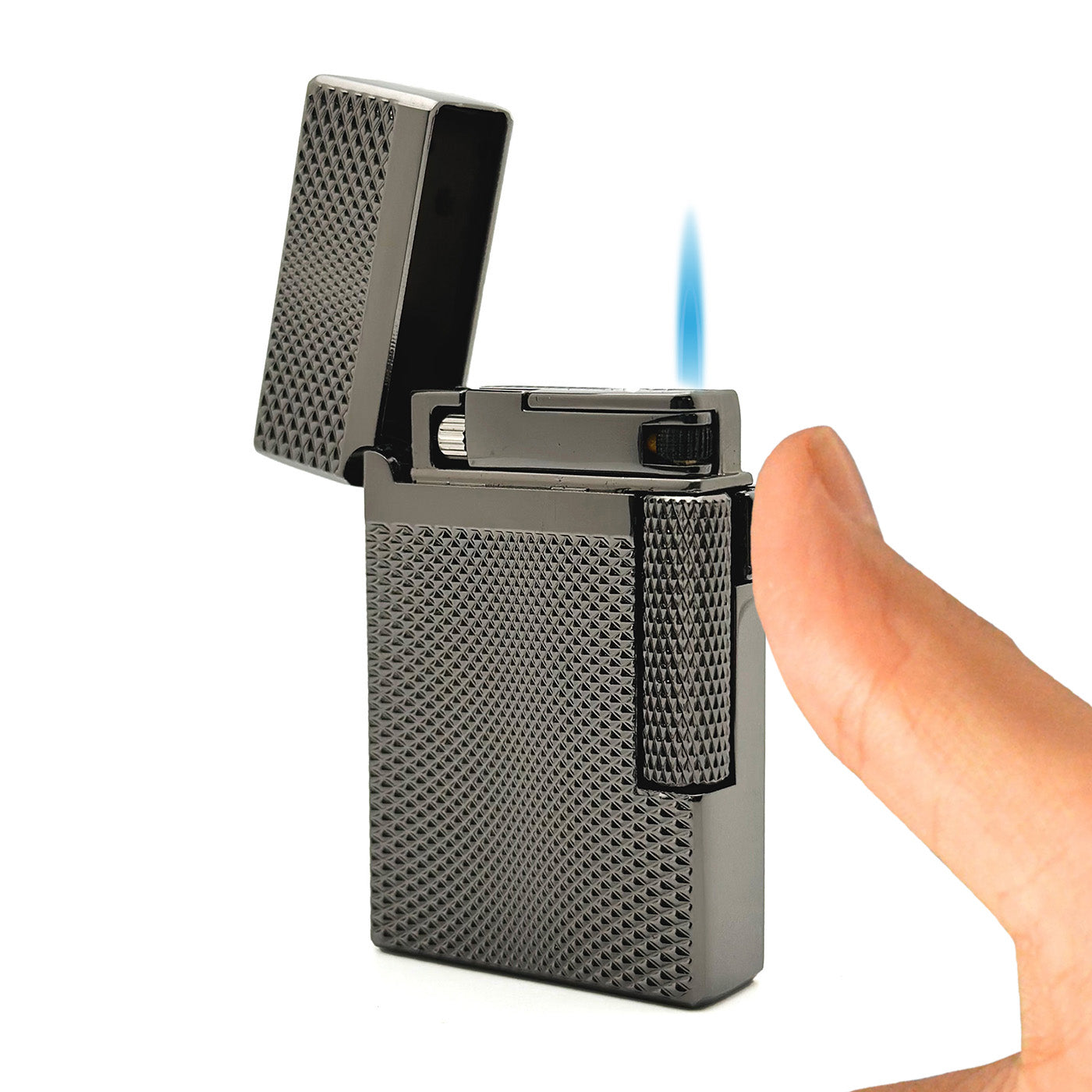 Visol Hubbard Barley Soft Flame & Torch Flame Flint Lighter - Gunmetal Finish | Windproof & Refillable | Perfect for Cigars, Candles & Outdoor Use