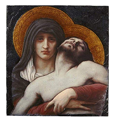 Christian Brands Boug: Pieta Tile Plaque - Religious Home Decor for Wall or Shelf Display - Perfect for Prayer Rooms, Churches & Gifts