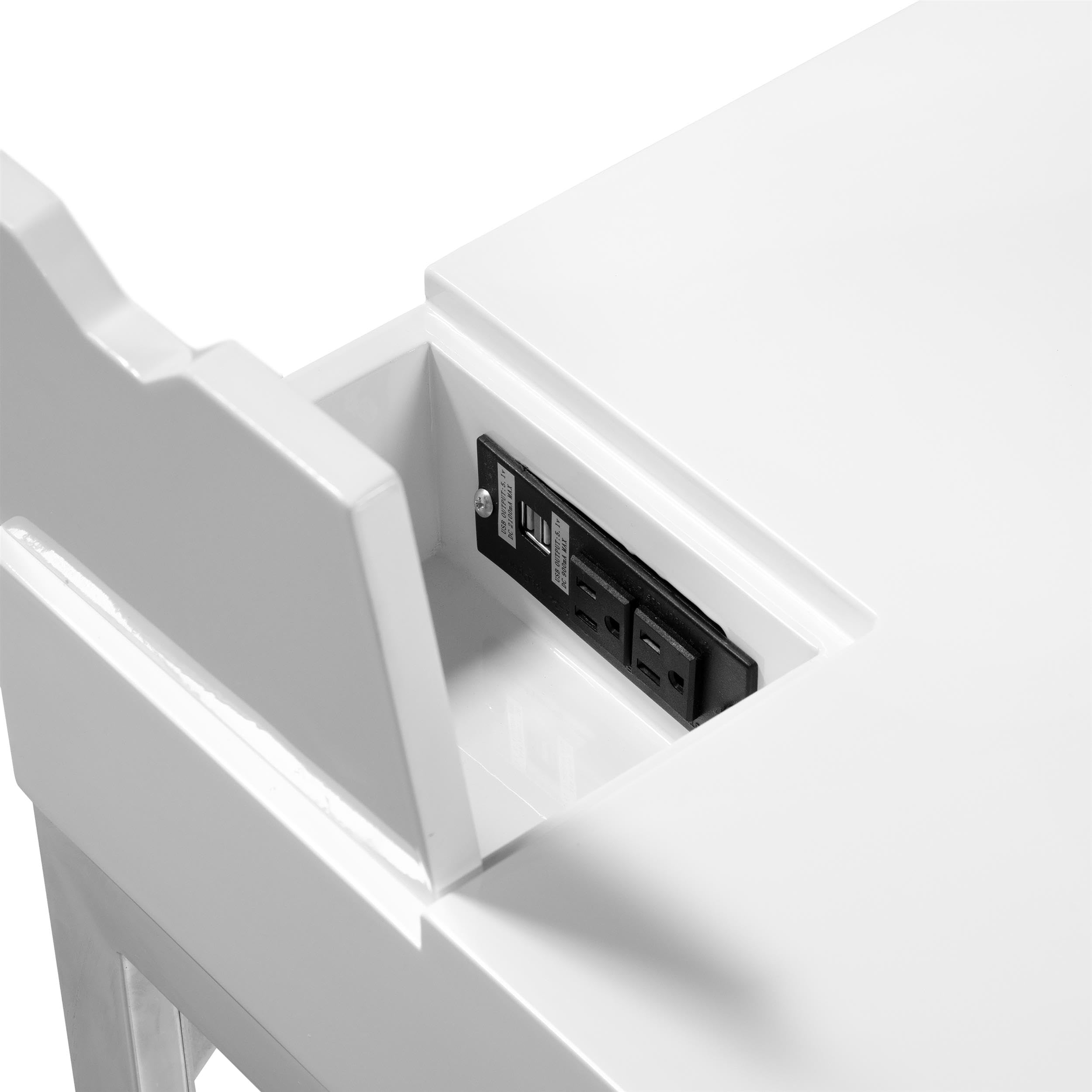 Robertson Wood 2-Drawer Writing Desk with USB Port - White Modern Home Office Desk for Small Spaces | Study, Work from Home & Remote Learning Furniture