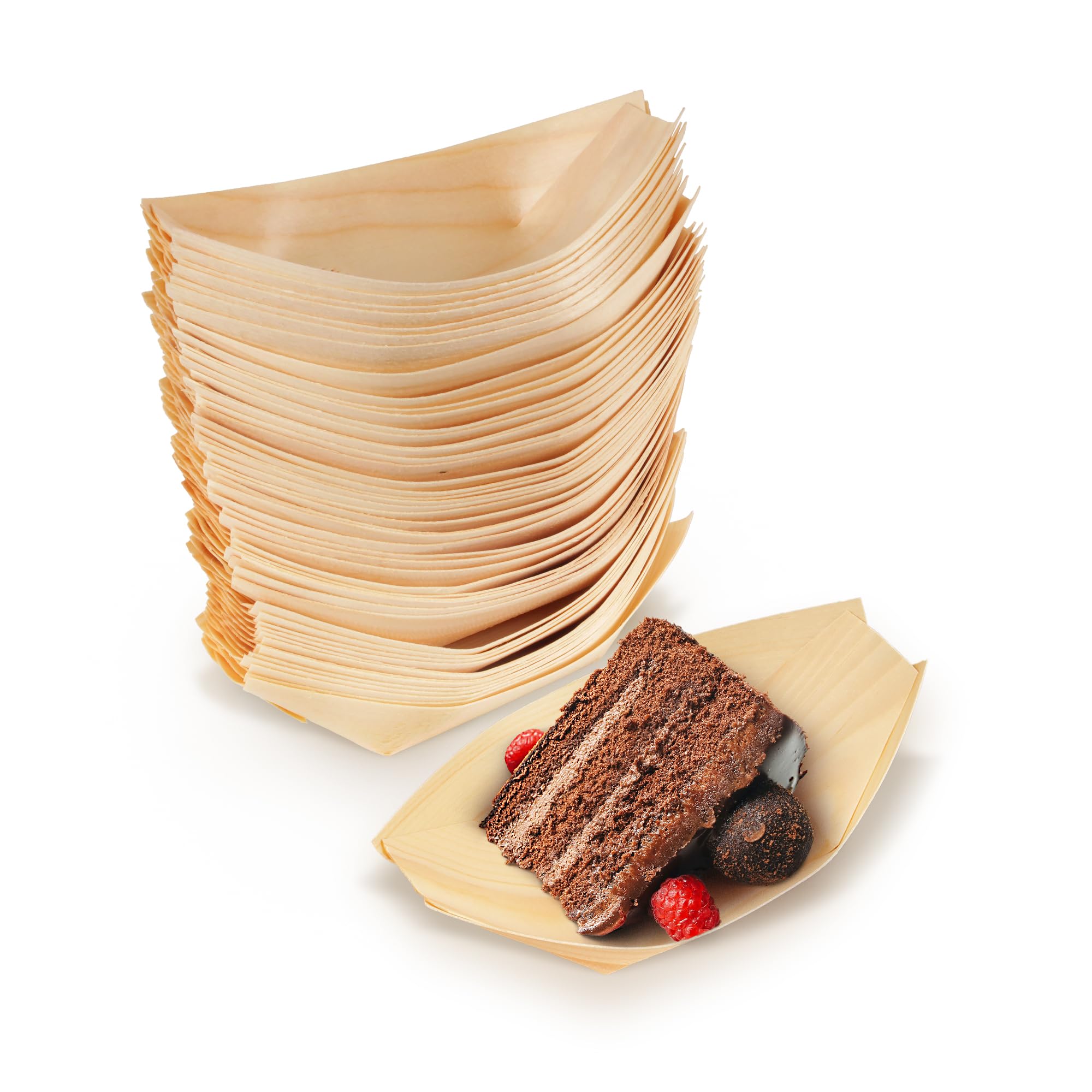 BambooMN - 1000 Pcs Disposable Wooden Appetizer Boats - 6.7