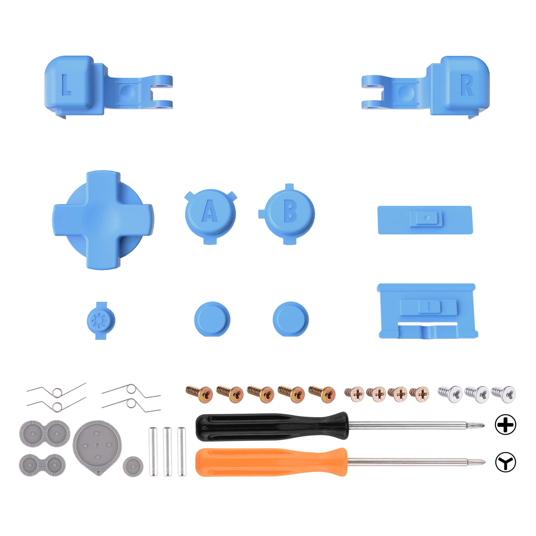 eXtremeRate Starlight Blue Custom Button Set for Gameboy Advance SP - Replacement A B L R Buttons, Power Switch, Volume Control & D-Pad for GBA SP Console (Console Not Included) - Perfect for Gaming Enthusiasts & Retro Console Modding