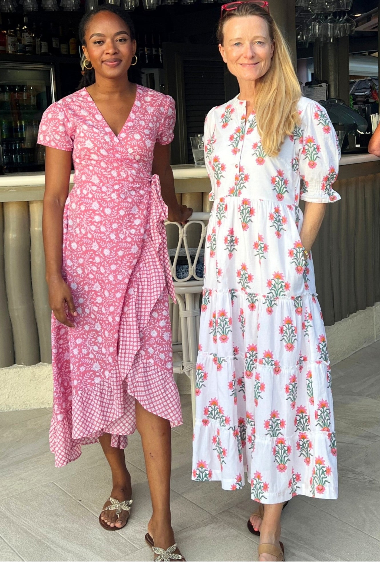 Stylish Demi Cotton Wrap Dress in Primula Pink & White - Perfect for Casual Outings, Date Nights, and Summer Vacations