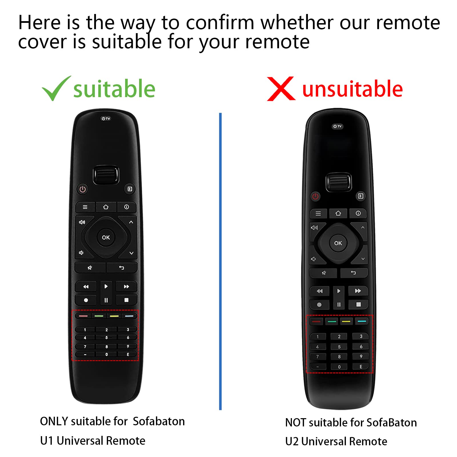 Sofabaton U1 Universal Remote Control Cover - Shockproof, Washable, Skin-Friendly Silicone Case with Loop (Black) - Perfect for Home Theater, Living Room, and Entertainment System Protection