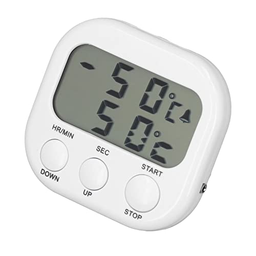 Digital Food Probe Thermometer with Preset Temperature & Timer - Instant Read Meat Thermometer for Grilling, Smoking, Oven Cooking & BBQ - Perfect for Steak, Turkey, Chicken & Baking