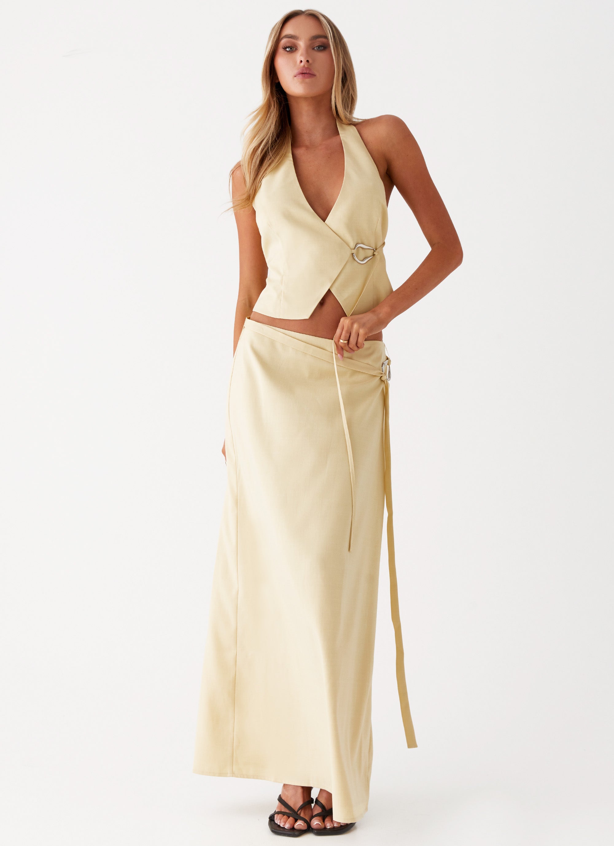 Azura Women's Halter Neck Crop Top - Soft Breathable Summer Tank Top in Yellow | Perfect for Beach, Pool Party & Casual Outfits