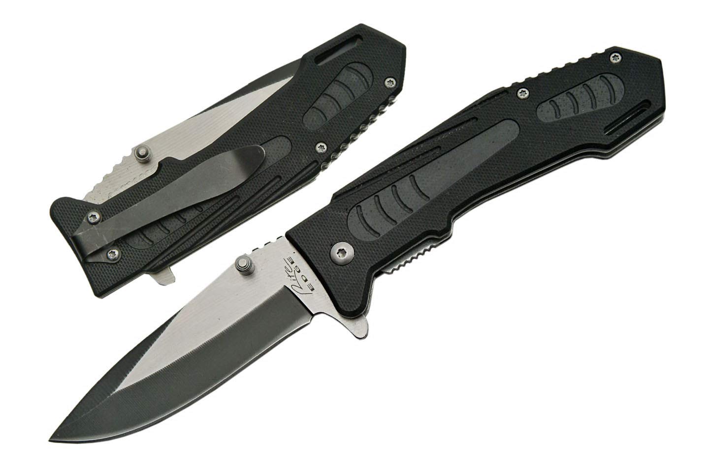 SZCO Supplies G-10 Assisted Opening Folding Knife - Black Tactical Pocket Knife for Outdoor Camping, Hiking & EDC (Everyday Carry)