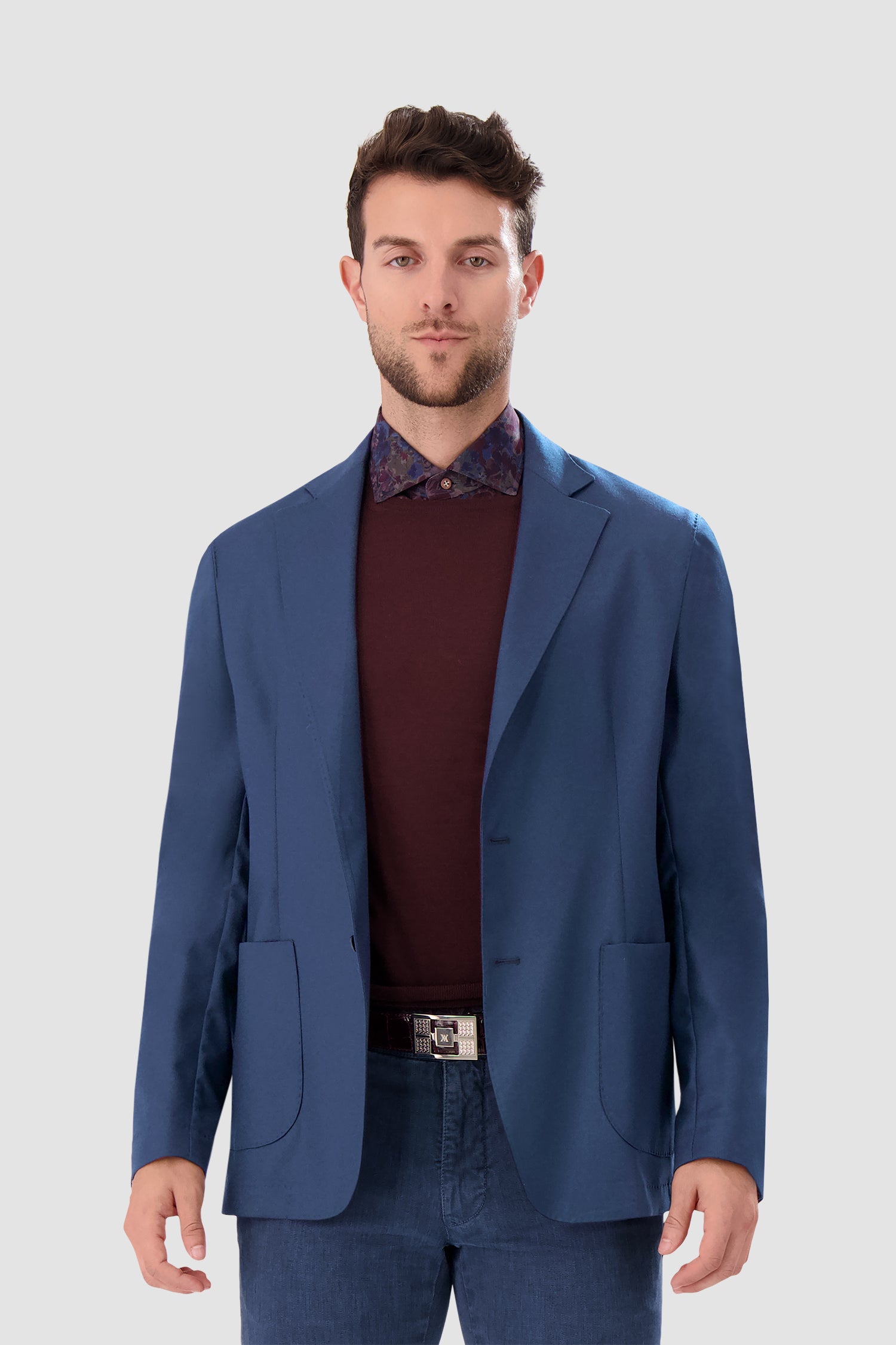 Barba Napoli Blue Easy J Mono Blazer - Premium Italian Wool Blazer for Men | Business & Formal Wear | Office, Weddings & Special Occasions