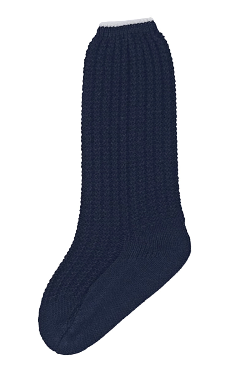 Navy & Cream Knit Knee High Socks for Women - Soft & Comfortable Winter Warm Socks - Perfect for Boots, Outfits, and Cold Weather Fashion