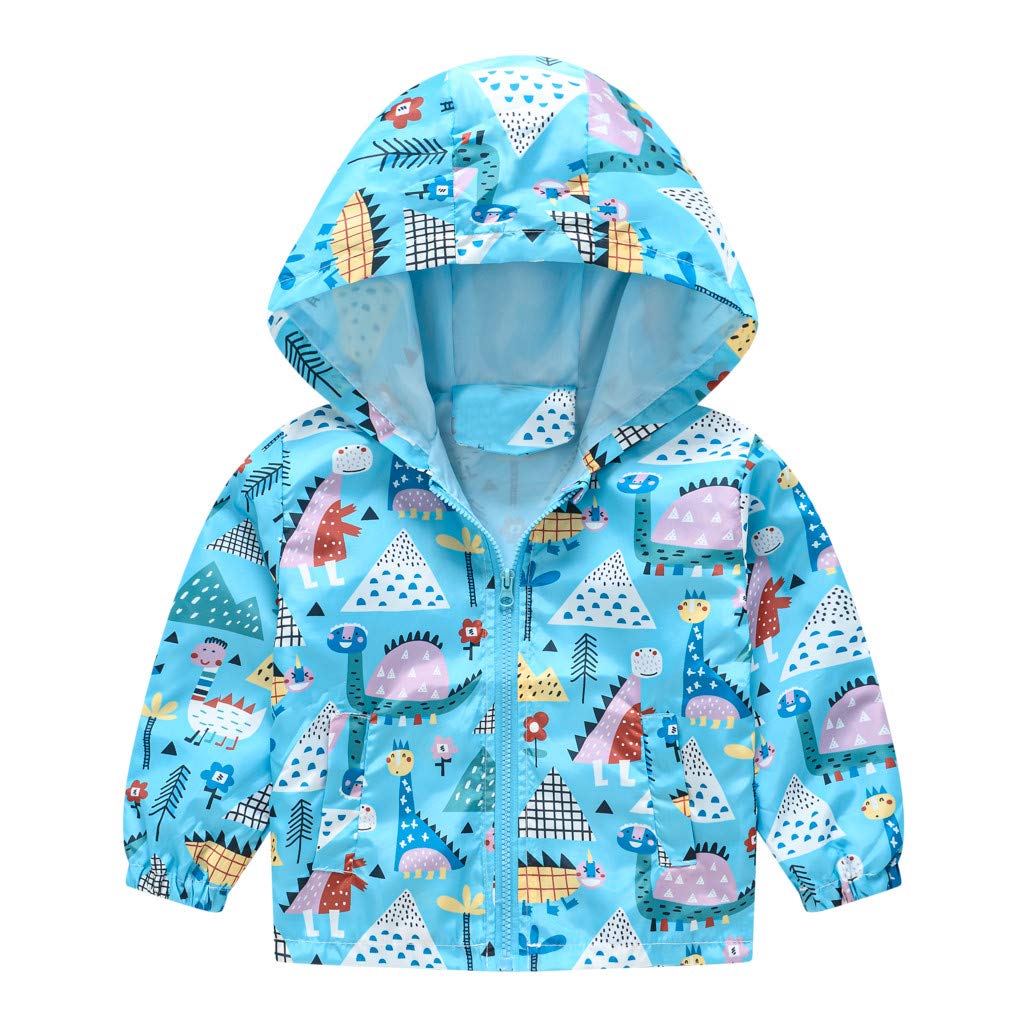 **Eoailr Toddler Boys Girls Cartoon Print Hooded Jacket – Lightweight Windproof Raincoat with Zipper for Spring & Fall – Perfect for Outdoor Play, School & Casual Wear**